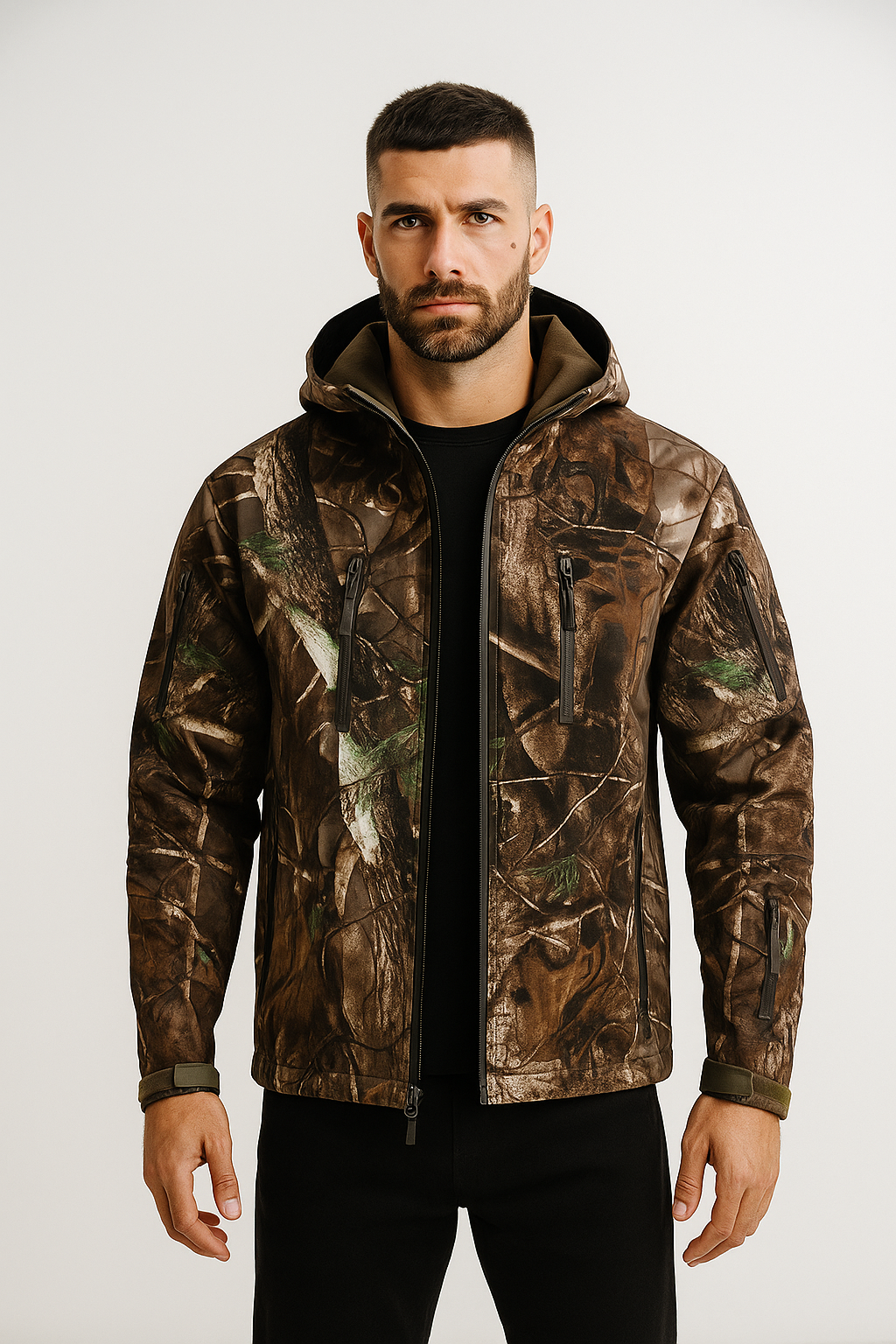 Jaqueta Tática Masculina Camuflada Impermeável com Capuz