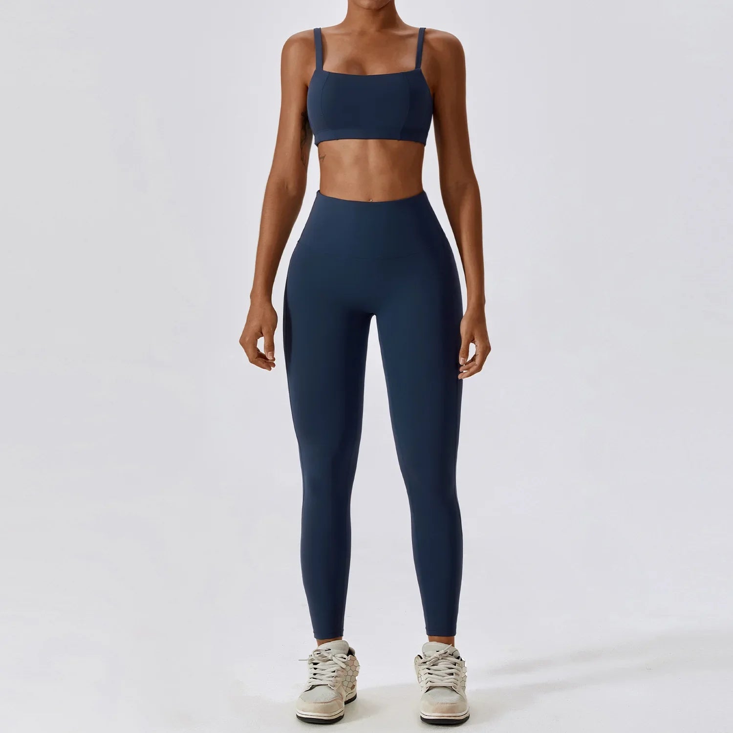 Conjunto de Roupa Fitness Feminino 2 Peças - Leggings e Top Esportivo para Treino e Corrida