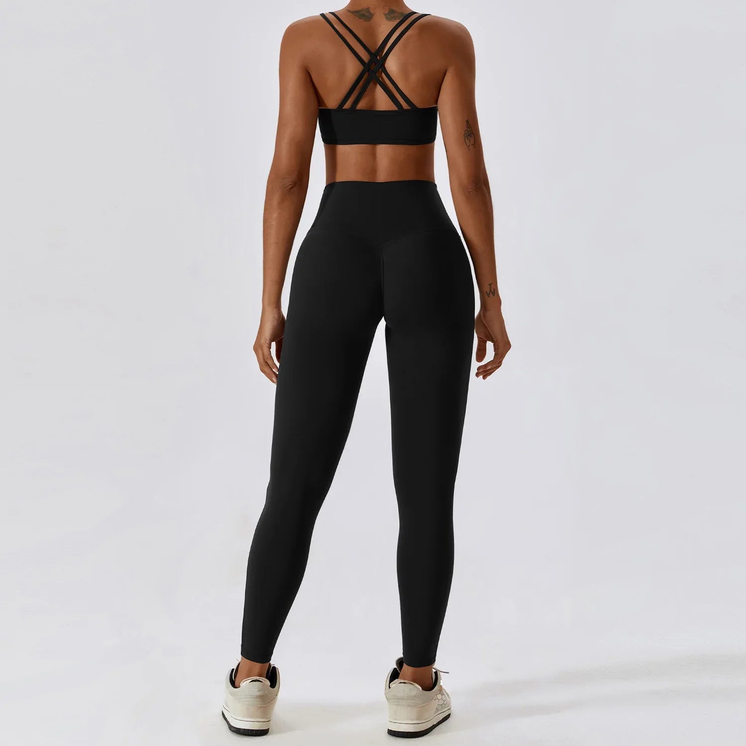 Conjunto de Roupa Fitness Feminino 2 Peças - Leggings e Top Esportivo para Treino e Corrida
