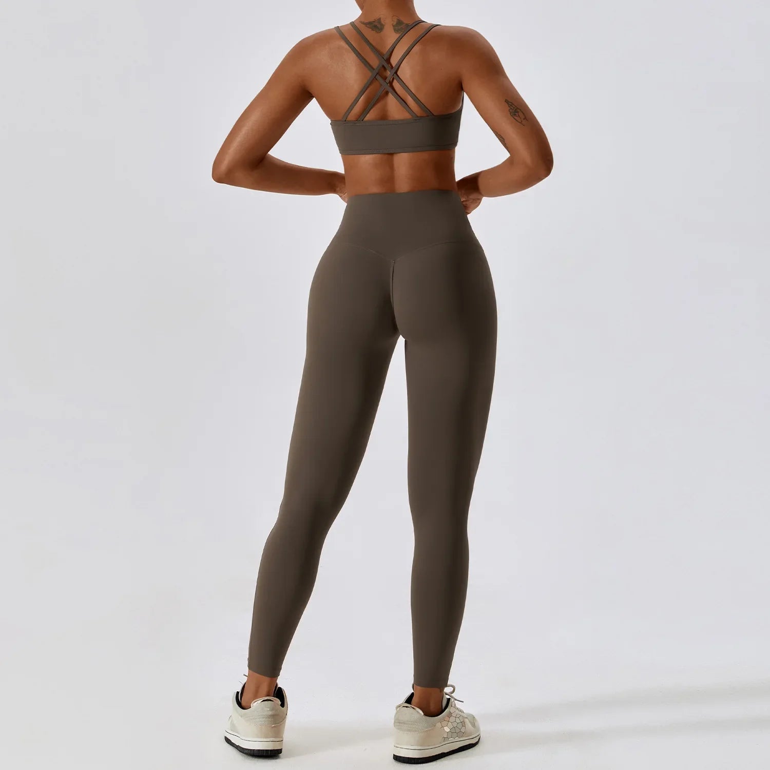 Conjunto de Roupa Fitness Feminino 2 Peças - Leggings e Top Esportivo para Treino e Corrida