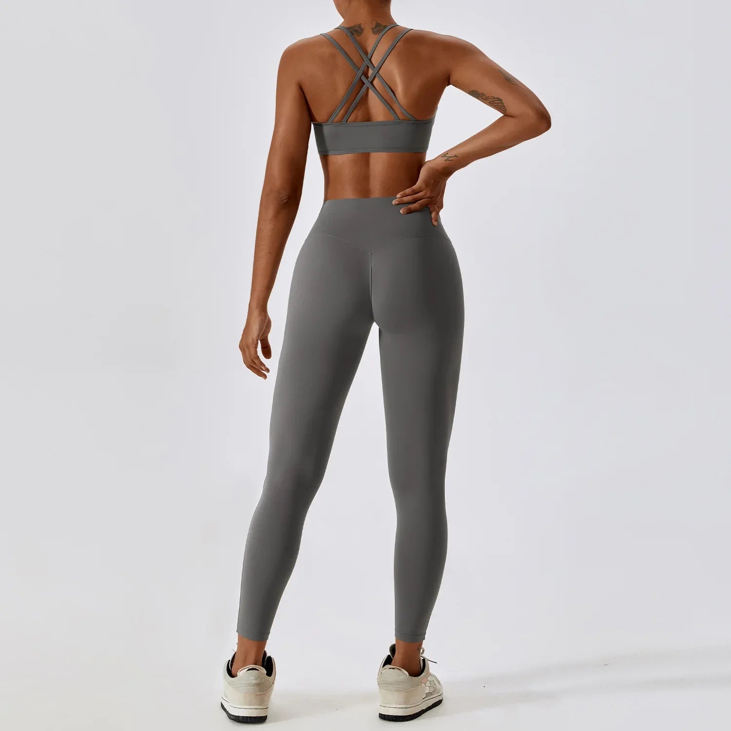 Conjunto de Roupa Fitness Feminino 2 Peças - Leggings e Top Esportivo para Treino e Corrida