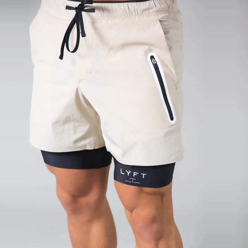 Shorts Masculinos 2 em 1 para Treino com Secagem Rápida