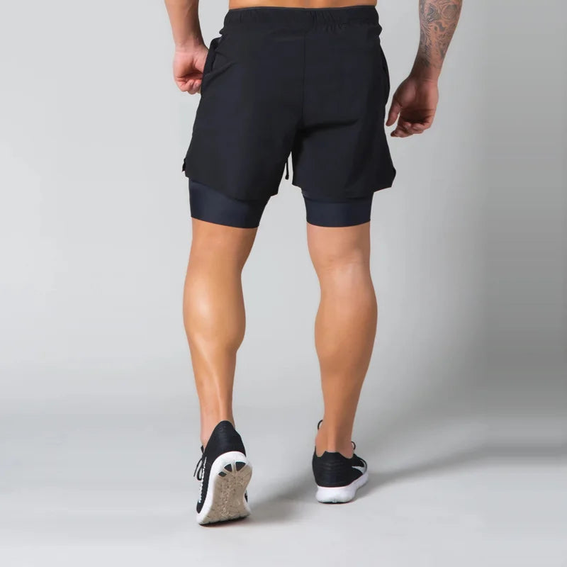 Shorts Masculinos 2 em 1 para Treino com Secagem Rápida