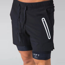 Shorts Masculinos 2 em 1 para Treino com Secagem Rápida