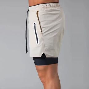 Shorts Masculinos 2 em 1 para Treino com Secagem Rápida