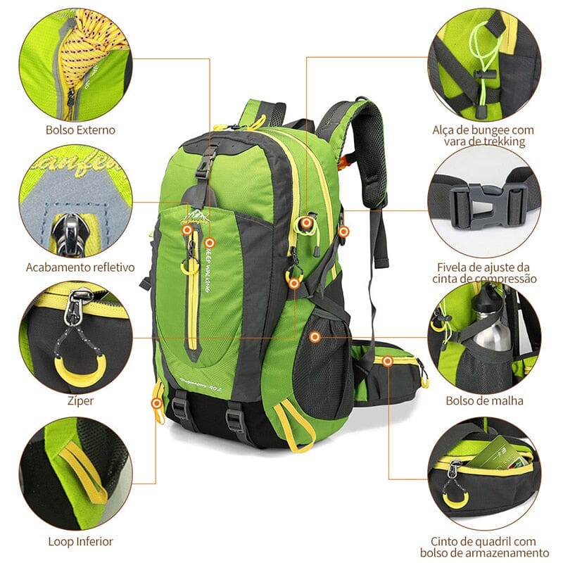 Mochila Camping Impermeável 40L - Desportivo Trekking