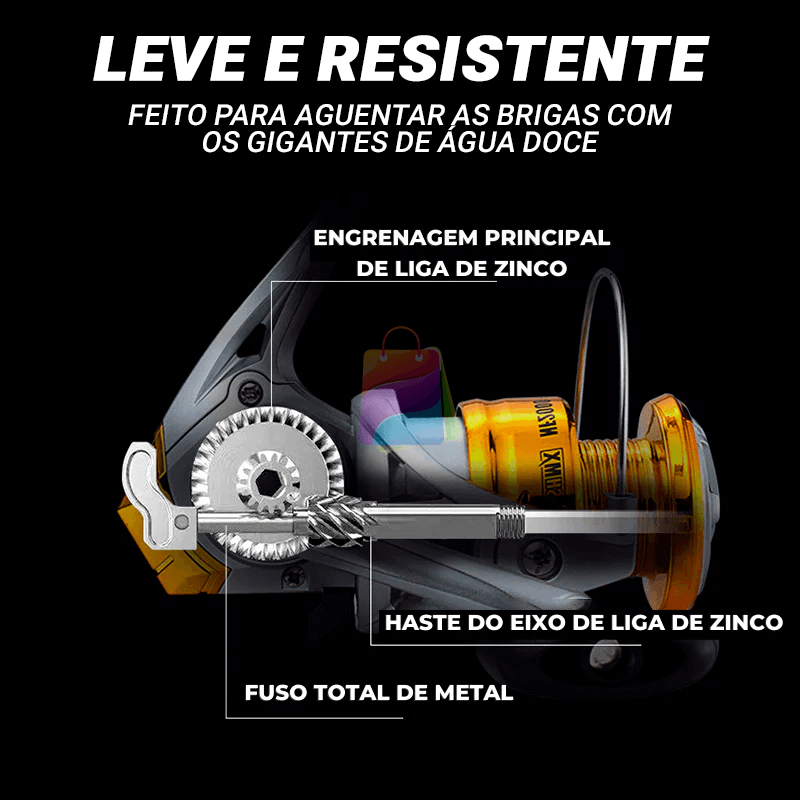 Molinete Profissional de Pesca com 12Kg Drag | Grátis Linha Multifilamento e Isca Artificial